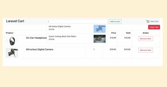 laravel cart product suggestion