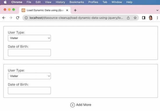 load dynamic data jquery