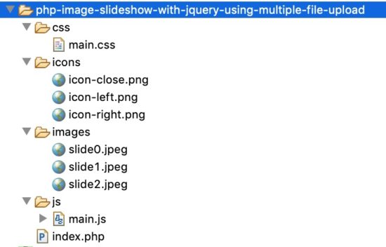 PHP Image Slideshow Example File Structure