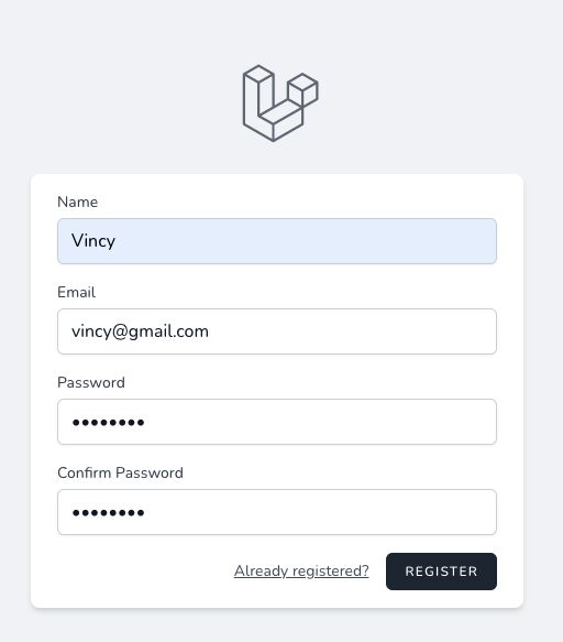 laravel registration