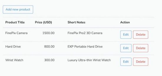 Laravel Project Product List