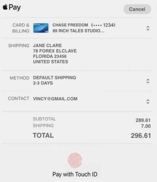 stripe apple pay form