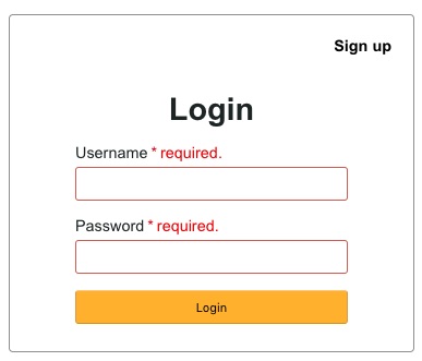User Login Form Output