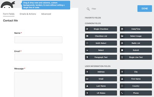 ninja form builder