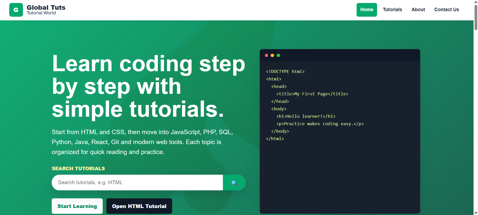 Online Tutorial Learnig platform